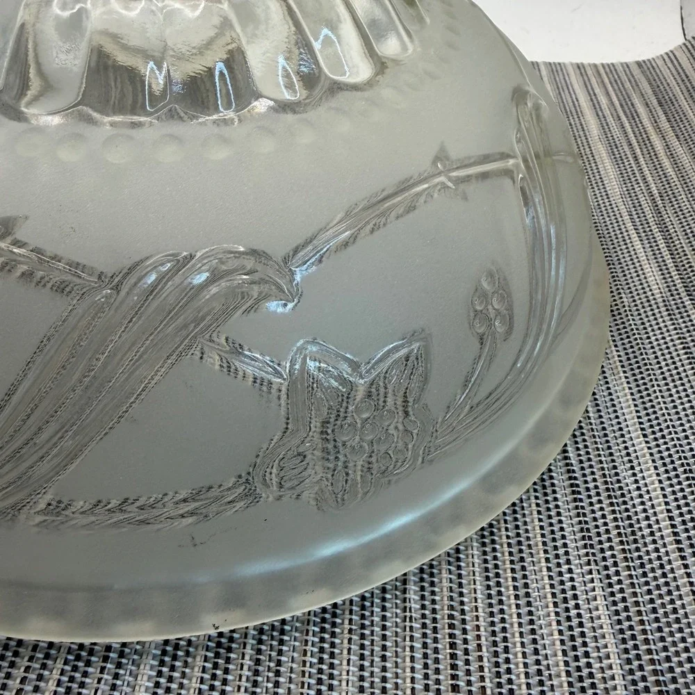 Vintage Frosted Glass Ceiling Light Shade Floral Embossed Art Deco Replacement